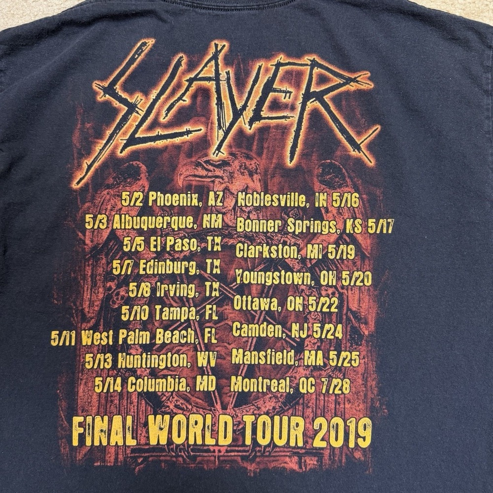 Slayer Final World Tour 2019 T Shirt L Black Skull Double Sided Metal Band Tee - Picture 11 of 11